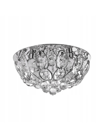 Plafon kryształowy Venti P-Y 0255/4, elegancki oświetlenie do salonu i kuchni, 4xE14, 23 cm, szary i bezbarwny.