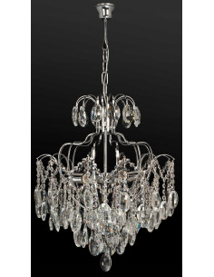 Elegancki żyrandol kryształowy Venti W-E 0702/6 CR+WT, regulowana wysokość, idealny do salonu i jadalni
