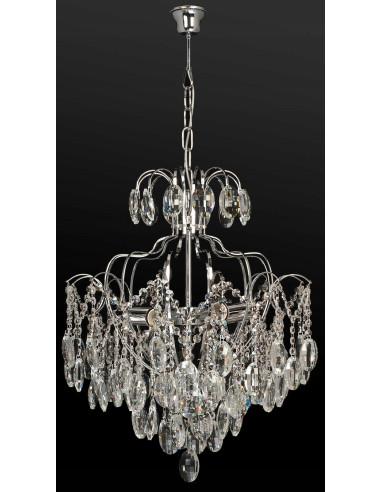 Elegancki żyrandol kryształowy Venti W-E 0702/6 CR+WT, regulowana wysokość, idealny do salonu i jadalni