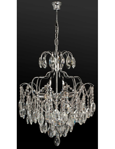 Elegancki żyrandol kryształowy Venti W-E 0702/6 CR+WT, regulowana wysokość, idealny do salonu i jadalni