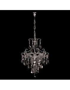 Lampa wisząca Venti W-E 0705/4 CR+WT z kryształami, srebrna i szara, idealna do jadalni, salonu i sypialni.