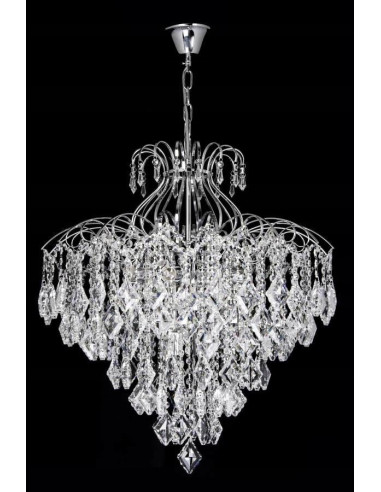 Lampa kryształowa Venti W-E 1212/10, elegancki żyrandol na 10 punktów światła, regulowana wysokość do salonu i jadalni