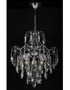 Lampa Kryształowa Venti Sonia W-E 1341/4, Srebrny Żyrandol Luksusowy do Jadalni i Salonu, 4 Punkty Światła