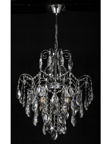 Lampa Kryształowa Venti Sonia W-E 1341/4, Srebrny Żyrandol Luksusowy do Jadalni i Salonu, 4 Punkty Światła