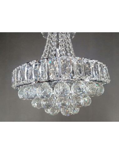 Lampa sufitowa kryształowa Venti W-E 1373/6 - Nowoczesny, elegancki design, 6 źródeł światła, regulowana wysokość.