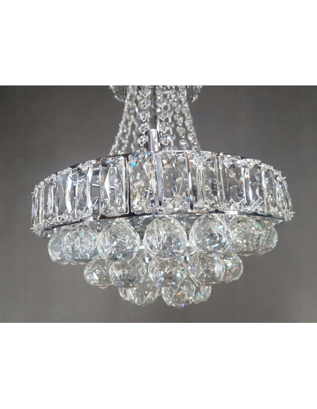 Lampa sufitowa kryształowa Venti W-E 1373/6 - Nowoczesny, elegancki design, 6 źródeł światła, regulowana wysokość.