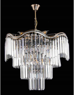 Lampa sufitowa kryształowa Venti W-E 1735/9 AB w stylu patynowym - elegancja do salonu, jadalni i kuchni