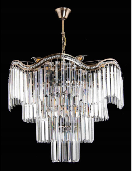 Lampa sufitowa kryształowa Venti W-E 1735/9 AB w stylu patynowym - elegancja do salonu, jadalni i kuchni