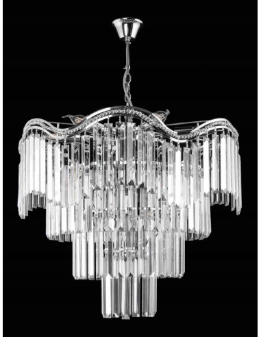 Luksusowy żyrandol kryształowy Venti W-E 1735/9 CR, regulowana wysokość, nowoczesny design do salonu i jadalni.