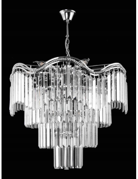 Luksusowy żyrandol kryształowy Venti W-E 1735/9 CR, regulowana wysokość, nowoczesny design do salonu i jadalni.