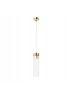 Lampa sufitowa GEM, regulowana wysokość, złoty cylinder, eleganckie oświetlenie do salonu i jadalni - Zuma Line