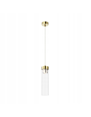 Lampa sufitowa GEM, regulowana wysokość, złoty cylinder, eleganckie oświetlenie do salonu i jadalni - Zuma Line