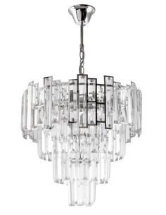 Lampa stożkowa W-E 1812/5 CR z kryształkami – elegancka kryształowa dekoracja do salonu i jadalni