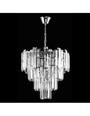 Lampa stożkowa W-E 1812/5 CR z kryształkami – elegancka kryształowa dekoracja do salonu i jadalni