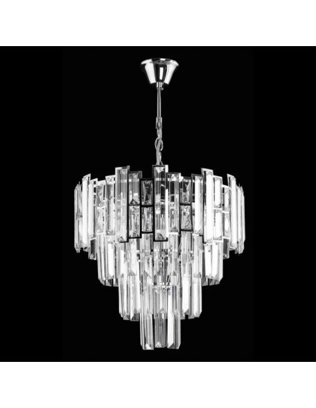 Lampa stożkowa W-E 1812/5 CR z kryształkami – elegancka kryształowa dekoracja do salonu i jadalni