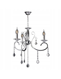 Lampa Kandelabrowa Venti Aurelia W-N 1637/3, srebrna z kryształami, 5-punktowa elegancja do salonu i jadalni