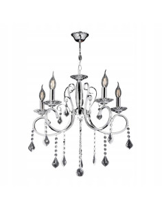 Lampa Kandelabrowa Venti Aurelia W-N 1637/3, srebrna z kryształami, 5-punktowa elegancja do salonu i jadalni 2