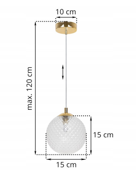 Lampa wisząca CANNES z trójwymiarowym kloszem szklanym w złotym wykończeniu idealna do nowoczesnych wnętrz