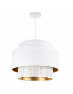 Lampa wisząca ASTI z białym abażurem i złotym wnętrzem – elegancka dekoracja do jadalni, salonu i biura