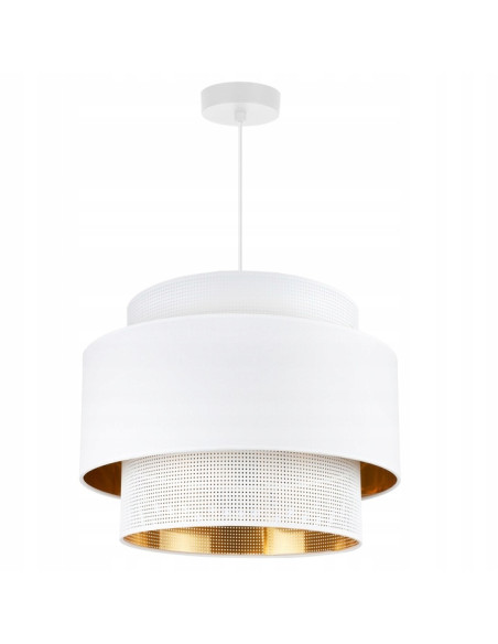 Lampa wisząca ASTI z białym abażurem i złotym wnętrzem – elegancka dekoracja do jadalni, salonu i biura