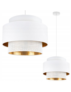 Lampa wisząca ASTI z białym abażurem i złotym wnętrzem – elegancka dekoracja do jadalni, salonu i biura 2