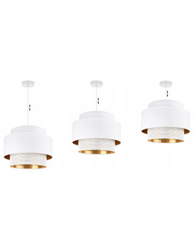 Lampa wisząca ASTI z białym abażurem i złotym wnętrzem – elegancka dekoracja do jadalni, salonu i biura