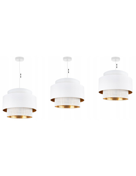 Lampa wisząca ASTI z białym abażurem i złotym wnętrzem – elegancka dekoracja do jadalni, salonu i biura