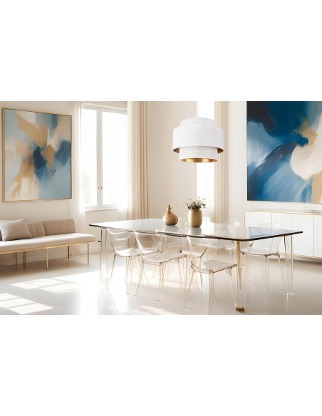 Lampa wisząca ASTI z białym abażurem i złotym wnętrzem – elegancka dekoracja do jadalni, salonu i biura