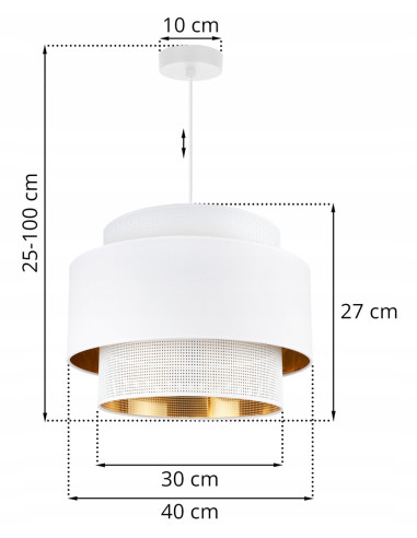 Lampa wisząca ASTI z białym abażurem i złotym wnętrzem – elegancka dekoracja do jadalni, salonu i biura
