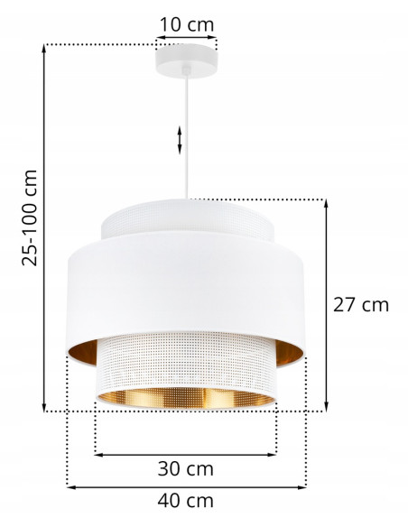 Lampa wisząca ASTI z białym abażurem i złotym wnętrzem – elegancka dekoracja do jadalni, salonu i biura