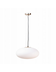 Lampa wisząca OMI z białym kloszem i złotą podsufitką - nowoczesne oświetlenie do eleganckich wnętrz 40W E27