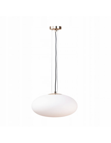 Lampa wisząca OMI z białym kloszem i złotą podsufitką - nowoczesne oświetlenie do eleganckich wnętrz 40W E27