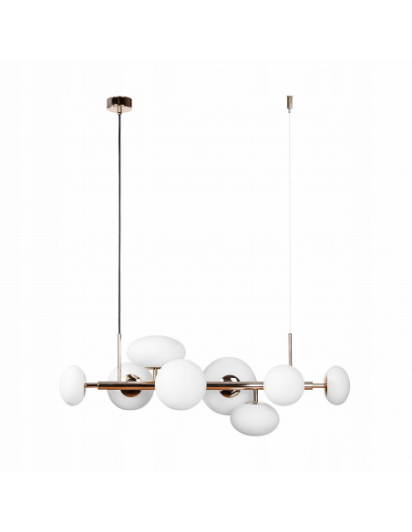 Lampa wisząca OMI z 8 kloszami w stylu glamour, elegancka, do nowoczesnych wnętrz, wysokość 100 cm, szerokość 90 cm