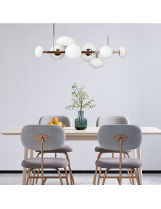 Lampa wisząca OMI z 8 kloszami w stylu glamour, elegancka, do nowoczesnych wnętrz, wysokość 100 cm, szerokość 90 cm 2