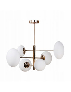 Lampa wisząca OMI z białymi kloszami i złotymi ramionami – minimalistyczne eleganckie oświetlenie do każdego wnętrza.