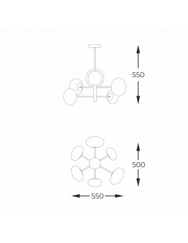 Lampa wisząca OMI z białymi kloszami i złotymi ramionami – minimalistyczne eleganckie oświetlenie do każdego wnętrza.
