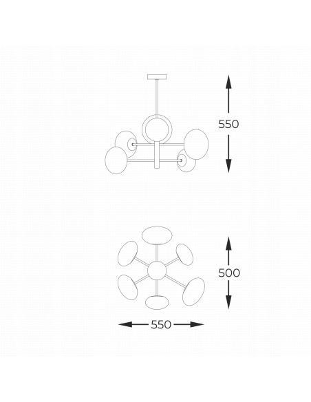 Lampa wisząca OMI z białymi kloszami i złotymi ramionami – minimalistyczne eleganckie oświetlenie do każdego wnętrza.
