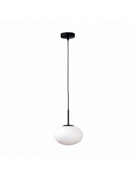 Lampa wisząca OMI – minimalistyczny żyrandol z szklanym kloszem i metalową podsufitką do nowoczesnych wnętrz