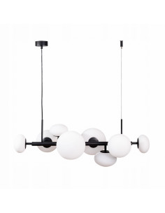 Lampa wisząca OMI, 8 kloszy, nowoczesny czarno-biały design do jadalni i salonu, efektywność energetyczna A