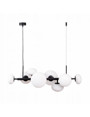 Lampa wisząca OMI, 8 kloszy, nowoczesny czarno-biały design do jadalni i salonu, efektywność energetyczna A