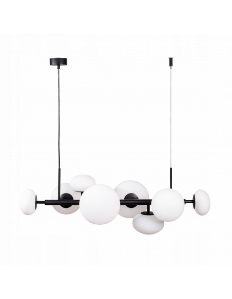 Lampa wisząca OMI, 8 kloszy, nowoczesny czarno-biały design do jadalni i salonu, efektywność energetyczna A