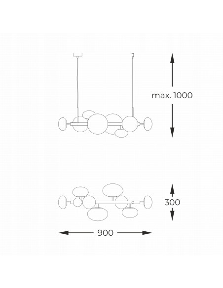 Lampa wisząca OMI, 8 kloszy, nowoczesny czarno-biały design do jadalni i salonu, efektywność energetyczna A
