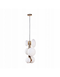 Lampa wisząca OMI w stylu glamour z sześcioma kloszami - złoto-biała elegancja do nowoczesnych wnętrz.