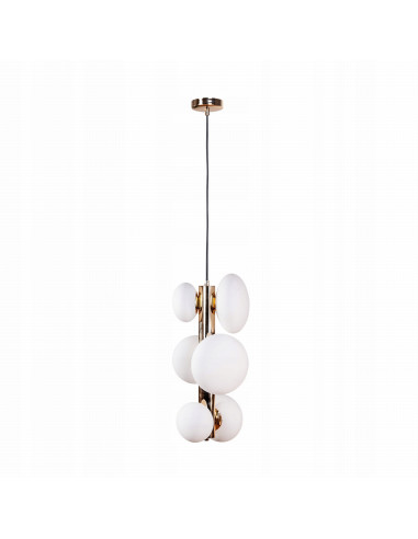 Lampa wisząca OMI w stylu glamour z sześcioma kloszami - złoto-biała elegancja do nowoczesnych wnętrz.