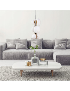 Lampa wisząca OMI w stylu glamour z sześcioma kloszami - złoto-biała elegancja do nowoczesnych wnętrz. 2