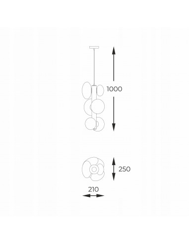 Lampa wisząca OMI z kulistymi kloszami G9 w eleganckim czarno-białym stylu do nowoczesnych wnętrz.