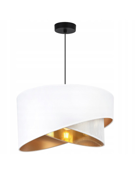 Lampa sufitowa ASTI Glamour 45 cm - elegancki abażur w biało-złotym kolorze do sypialni i salonu, nowoczesny design