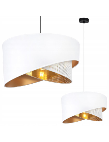 Lampa sufitowa ASTI Glamour 45 cm - elegancki abażur w biało-złotym kolorze do sypialni i salonu, nowoczesny design