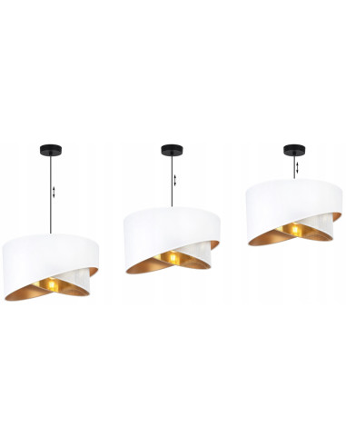 Lampa sufitowa ASTI Glamour 45 cm - elegancki abażur w biało-złotym kolorze do sypialni i salonu, nowoczesny design