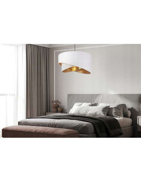 Lampa sufitowa ASTI Glamour 45 cm - elegancki abażur w biało-złotym kolorze do sypialni i salonu, nowoczesny design